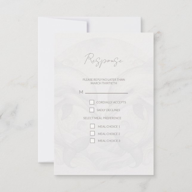 Tarjeta de respuesta RSVP para boda de delfín mode (Reverso)
