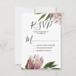 Tarjeta de respuesta RSVP para boda de Protea