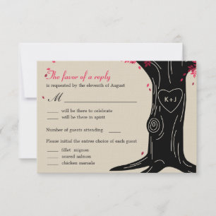 Tarjeta de respuesta RSVP para boda de roble con m