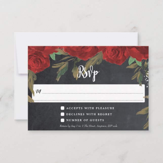 tarjeta de respuesta rsvp para boda floral boho de (Anverso)