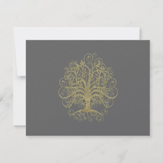 Tarjeta de respuesta RSVP para Boda gris de árbol  (Anverso)