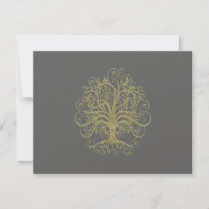 Tarjeta de respuesta RSVP para Boda gris de árbol 