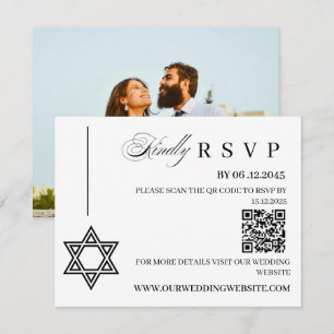 Tarjeta de respuesta RSVP para boda judía con estr