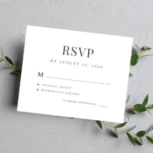 Tarjeta de respuesta RSVP para boda moderna elegan