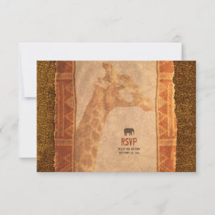 Tarjeta de respuesta RSVP para boda Safari African