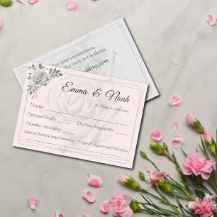 Tarjeta de respuesta RSVP para bodas con rosas bla