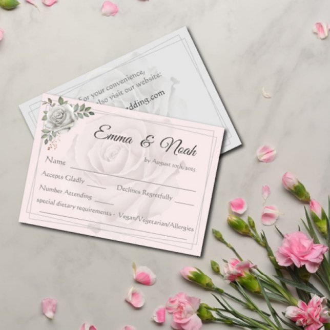 Tarjeta de respuesta RSVP para bodas con rosas bla (Subido por el creador)