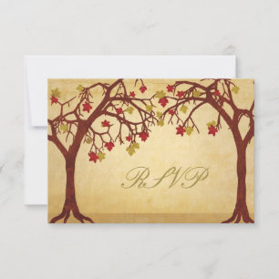 Tarjeta de respuesta RSVP para bodas de árboles de