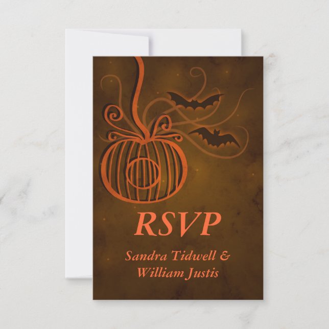 Tarjeta de respuesta RSVP para bodas de calabaza H (Anverso)