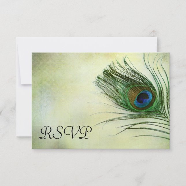 Tarjeta de respuesta RSVP para bodas de plumas de  (Anverso)
