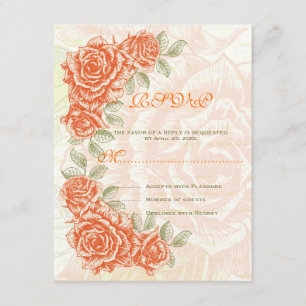 Tarjeta de respuesta RSVP para bodas de rosas de n