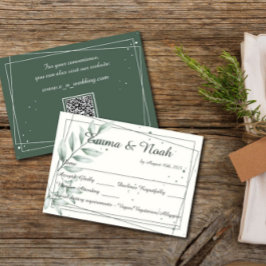 Tarjeta de respuesta RSVP para bodas Hojas verdes 