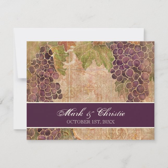 Tarjeta de respuesta RSVP para bodas vitícolas de  (Anverso)