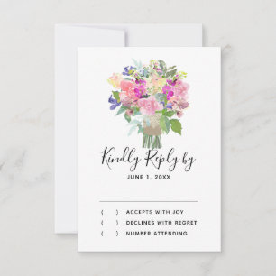 Tarjeta de respuesta RSVP para Bouquet Flores Colo