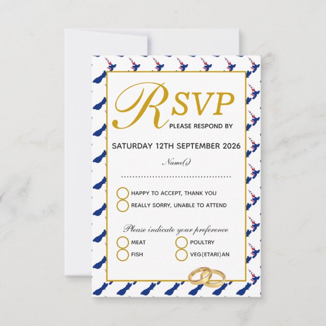 Tarjeta de respuesta RSVP para celebración de Boda (Anverso)