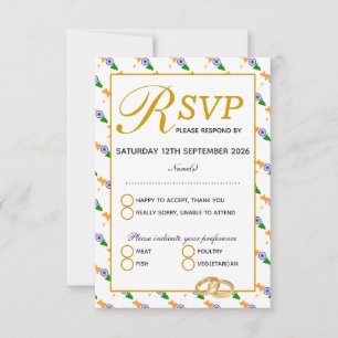 Tarjeta de respuesta RSVP para celebración de Boda