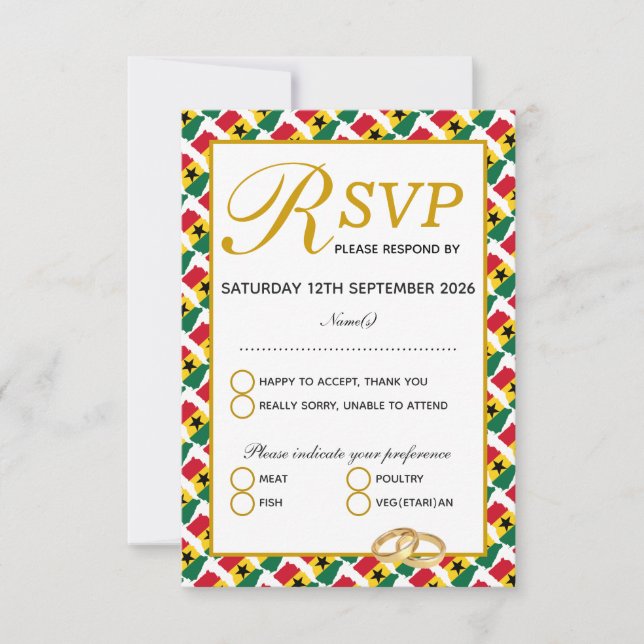 Tarjeta de respuesta RSVP para celebración de Boda (Anverso)