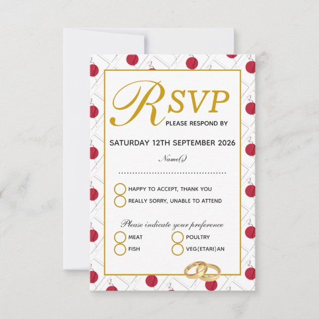 Tarjeta de respuesta RSVP para celebración del Bod (Anverso)