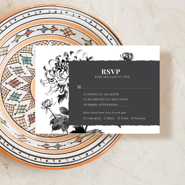 Tarjeta de respuesta RSVP para crisantemo de tinta (Subido por el creador)