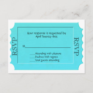 Tarjeta de respuesta RSVP para el billete turquesa