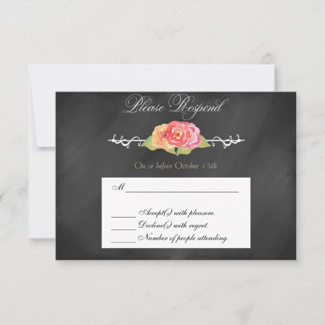 Tarjeta de respuesta RSVP para Flores Abstractas d (Anverso)