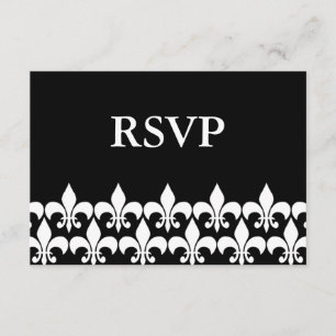 Tarjeta de respuesta RSVP para Flores de Lis en bl