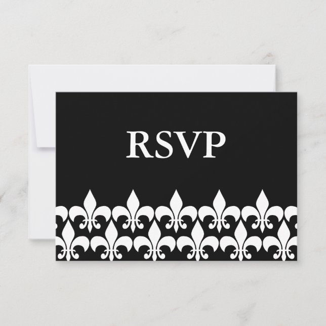 Tarjeta de respuesta RSVP para Flores de Lis en bl (Anverso)