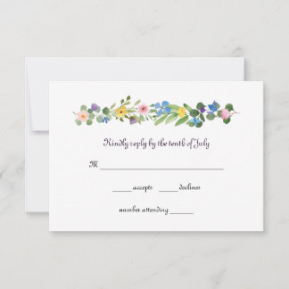 Tarjeta de respuesta RSVP para Flores silvestres d