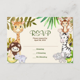Tarjeta de respuesta RSVP para Jungle Safari Zoo