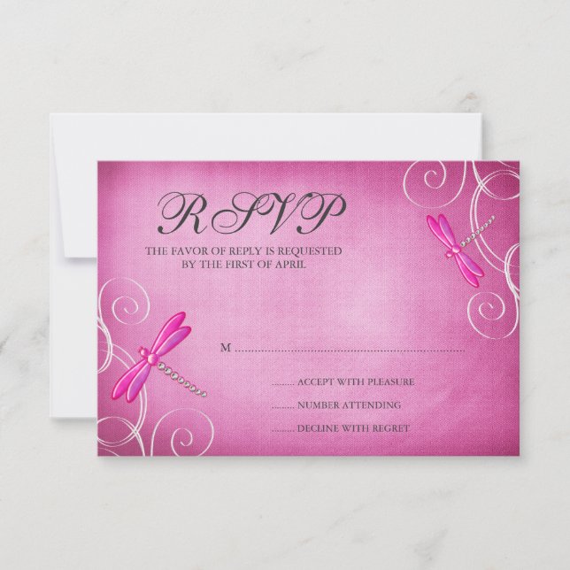Tarjeta de respuesta RSVP para la boda de la mosca (Anverso)