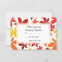 Tarjeta de respuesta RSVP para la boda de otoño br