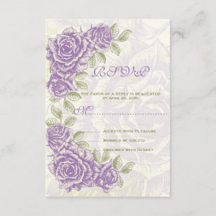 Tarjeta de respuesta RSVP para la boda de rosas mo