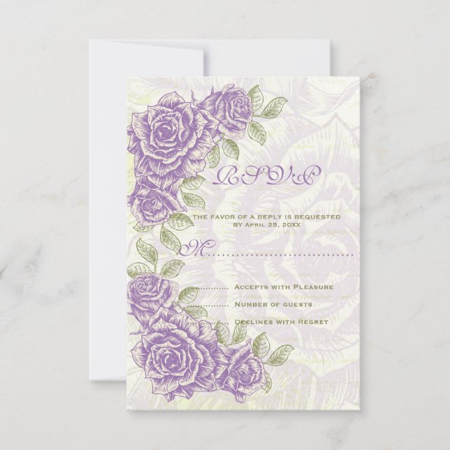 Tarjeta de respuesta RSVP para la boda de rosas mo (Anverso)