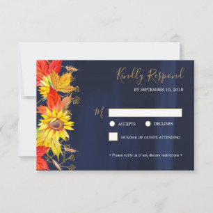 Tarjeta de respuesta RSVP para la boda del otoño d
