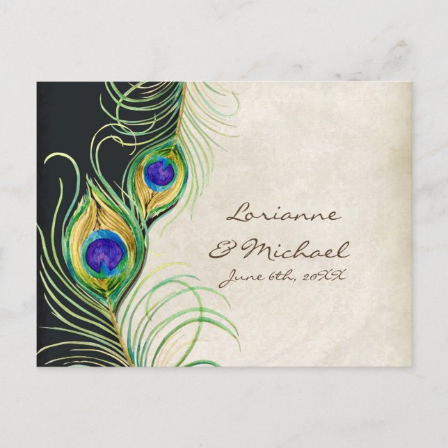 Tarjeta de respuesta RSVP para las plumas de pavo  (Anverso)