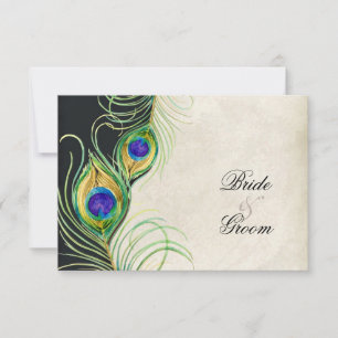 Tarjeta de respuesta RSVP para las plumas de pavo