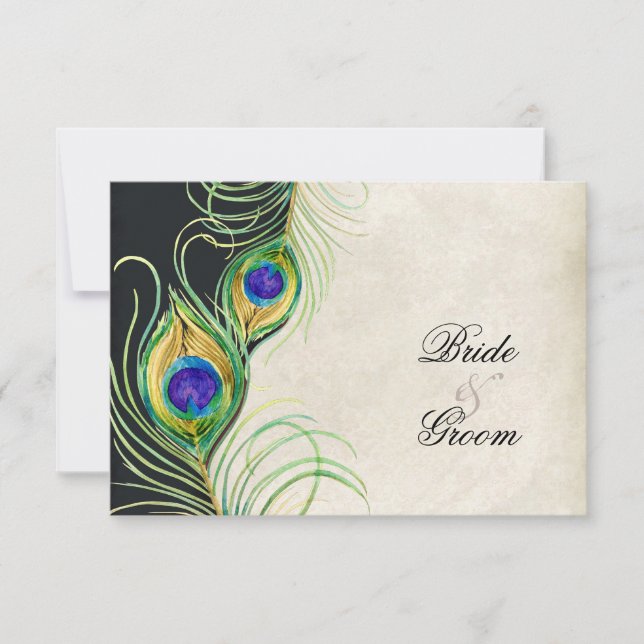 Tarjeta de respuesta RSVP para las plumas de pavo  (Anverso)