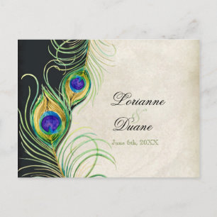 Tarjeta de respuesta RSVP para las plumas de pavo