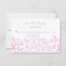 Tarjeta de respuesta RSVP para mariposa Quinceañer