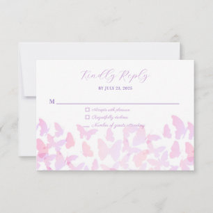 Tarjeta de respuesta RSVP para mariposa Quinceañer