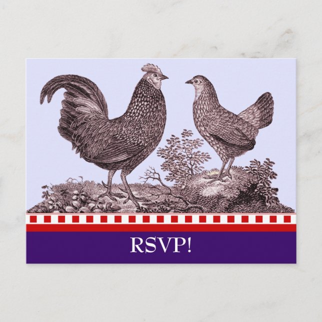 Tarjeta de respuesta RSVP para pollo de personaliz (Anverso)