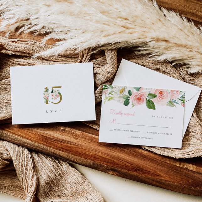 Tarjeta de respuesta RSVP para Quinceañera Floral  (Subido por el creador)