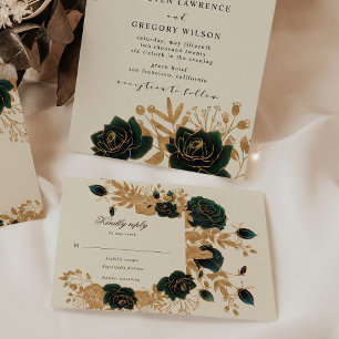 tarjeta de respuesta RSVP para rosas de color de a
