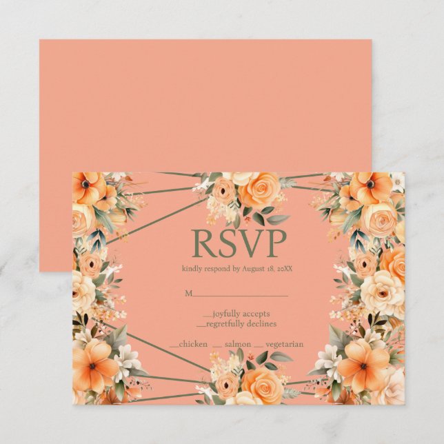 Tarjeta de respuesta RSVP para Rosas de verano de  (Anverso / Reverso)