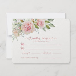 Tarjeta de respuesta RSVP para Rosas Pastel Boda