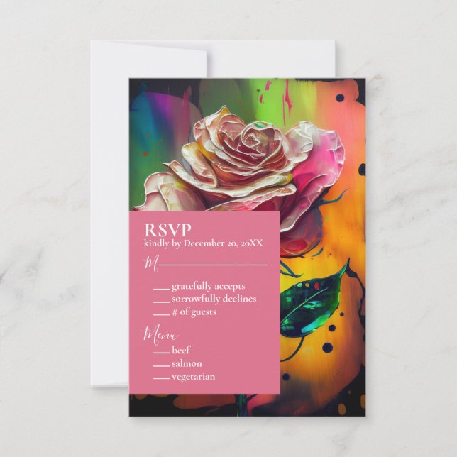 Tarjeta de respuesta RSVP para rosas rosas rosas r (Anverso)