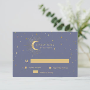 Tarjeta de respuesta RSVP Pastel Celestial Gold Mo
