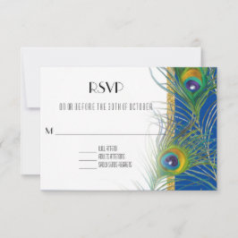 Tarjeta de respuesta RSVP Peacock Fethers a Boda i