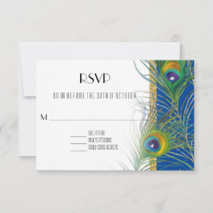 Tarjeta de respuesta RSVP Peacock Fethers a Boda i