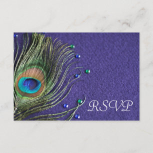 Tarjeta de respuesta RSVP púrpura de joyas de plum